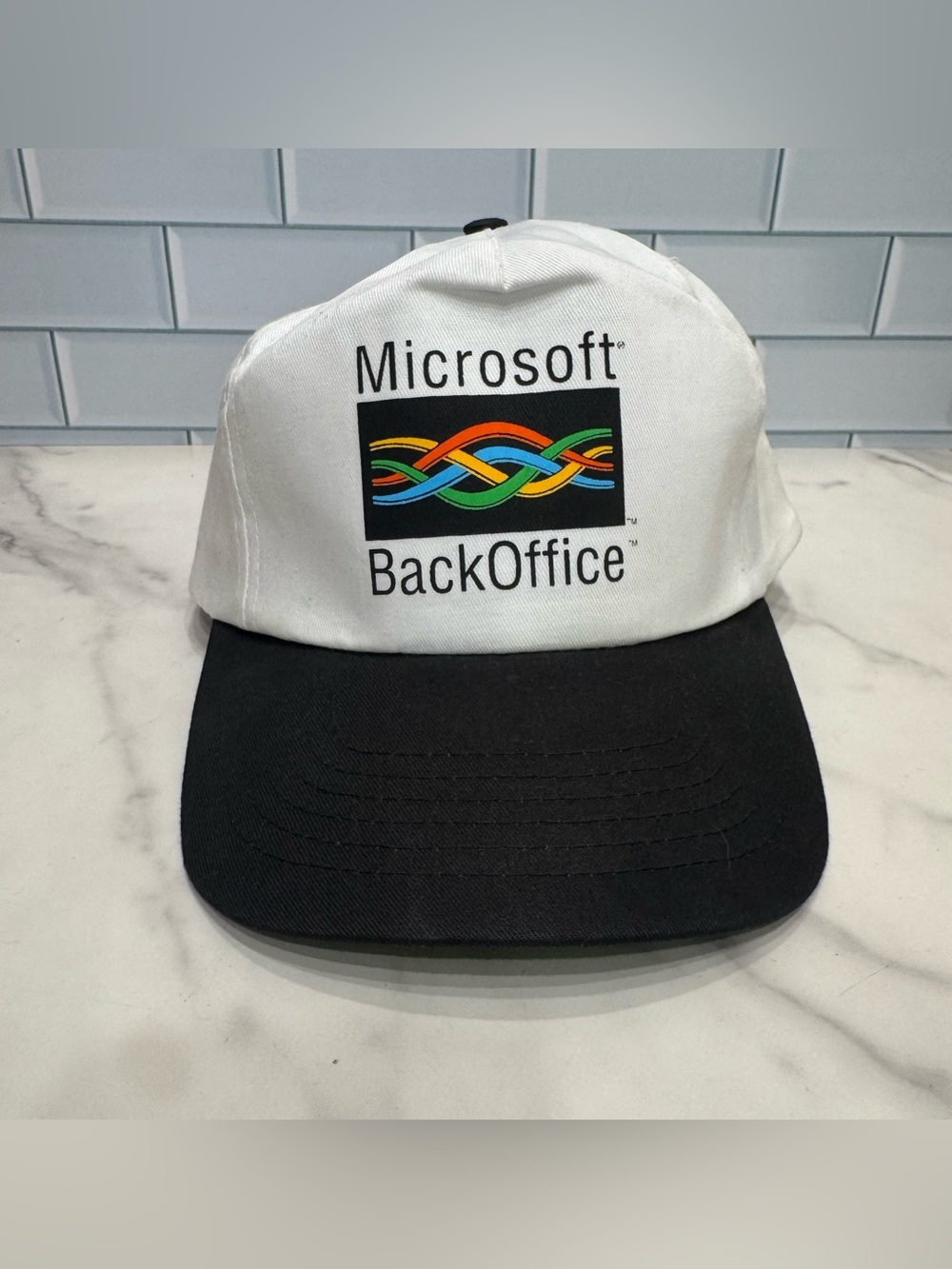 Vintage 90s Windows Microsoft BackOffice Ad Adjustable Snap Back Hat Tech Games